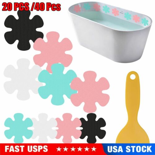 Bathtub Treads Flower Stickers Applique Mat Adhesive Non-slip Safety w/Scraper - Picture 1 of 16