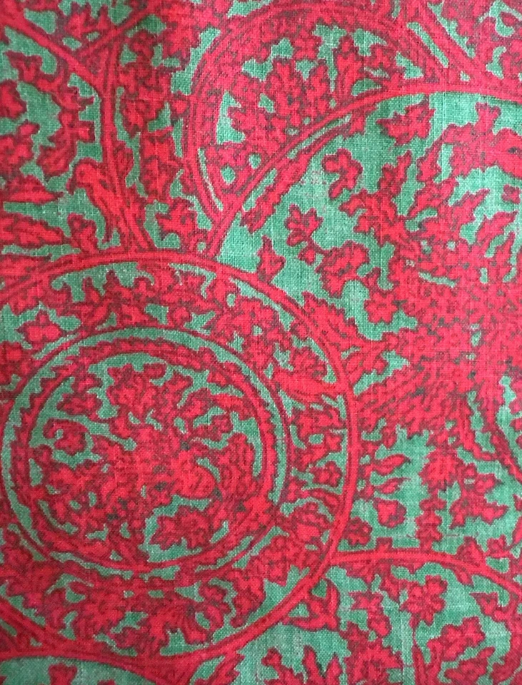 Vtg Cotton Kismet Batik Floral W36”xL5.5Yds Red&Teal Green; The Cause of Destiny - Image 4 of 4