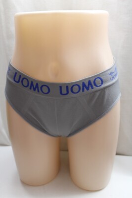 UOMO 2PK Polyester Classic Briefs soft stretch fabric comfort fit support L Gray
