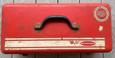 VINTAGE SIMONSEN RALLY LINE TOOL BOX Orange STEEL METAL 19" LONG