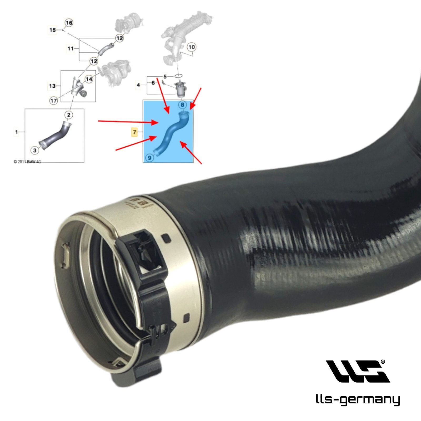 Turbosilicone Hose Charge Air Hose For BMW 3 F30 F31 F34 F80 320d 325d xDrive