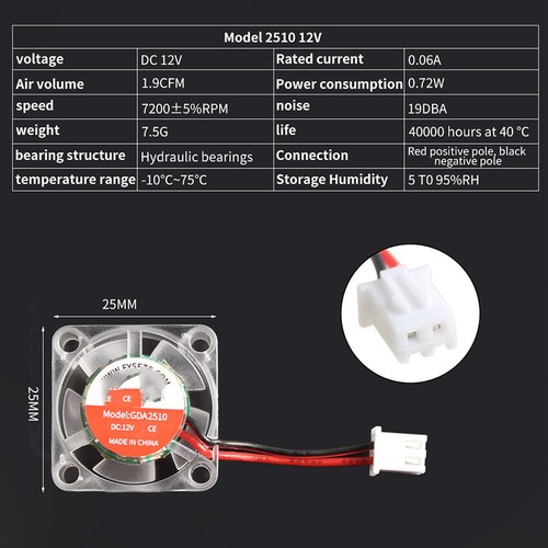 Ventilateur de refroidissement LED extrudeuse extrudeuse 4010/3010/2510 pour imprimante 3D PRUSA EMDER VORON - Photo 6/16