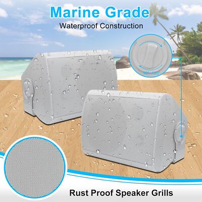 Herdio 2er Set Outdoor-Lautsprecher passiv Wandmontage starker Bass 400W