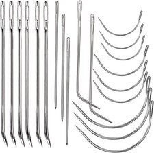 20 Leather Sewing Needles Heavy Duty Kit Curved Sack Hand Upholstery Canvas Rugs