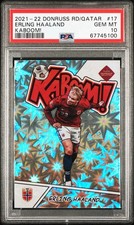 2021-22 Donruss Road To Qatar Erling Haaland Kaboom! #17 PSA 10 FIFA World Cup!
