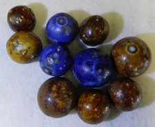  21172m .77 to 1.07 In Group of 10 German Handmade Bennington Shooter Marbles