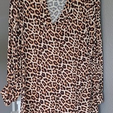 H&M Damen Blusenkleid Midi Leoparden-Tierdruc...