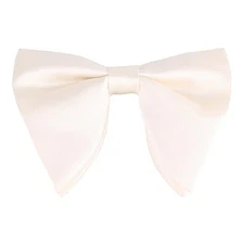 Mens Oversized Satin Silk Bow Tie Solid Color Formal Tuxedo Big A - Ivory White