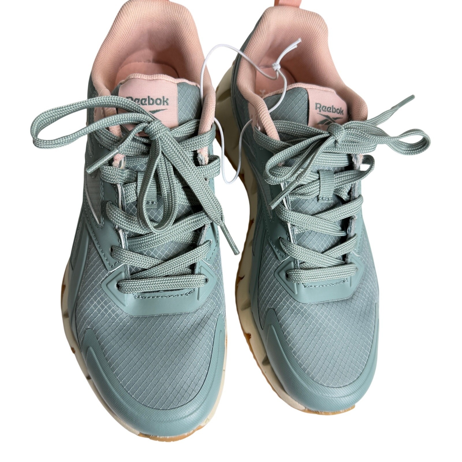 NWOT Reebok Zig Dynamica STR Running Shoes Leather Mint Green & Chalk women 9 thumbnail 3