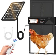 Solar Automatic Chicken Coop Door Opener LCD 65FT Remote Control Timer Anti-Pinc