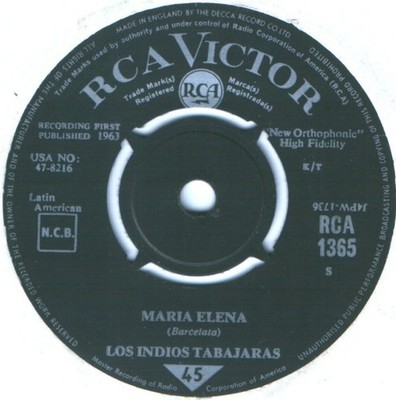 Los Indios Tabajaras - Maria Elena (7'', Single)