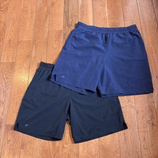 Lot of 2 Mens Fabletics The Fundamental Shorts 7" Blue  Dark Blue Unlined sz XL