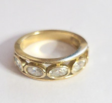 Gold Vermeil Sterling Silver 925 Clear CZ Ring Signed 3.8 Grams Size 6