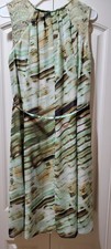 Women's dress Simply Vera Wang Green/Beige Sleeveless Size L Lace shoulder accen