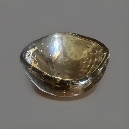 Venetian Murano Glass Clear Glass Control Bubble Art Glass Dish Bowl