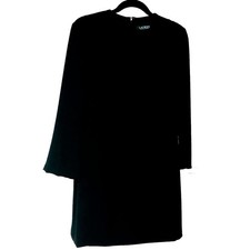 Lauren Ralph Lauren Womens Black Keyhole Dress Minimalist Lined Zip Whimsigoth 8