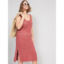 Old Navy Womens Large Crochet Midi Dress Rust Orange Excellent Boho Pointelle