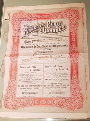 Aktion Banco Del Peru Y London 1907