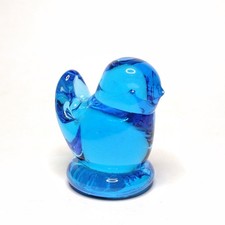 Small 2" Vtg 1990 Bluebird of Happiness Signed Art Glass Leo Ward Terra Studios