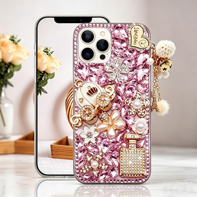 Handmade Women's Crystal Diamond Soft Phone Case For iPhone 14 15 16 17 PRO MAX