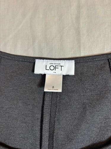 Ann Taylor Loft Sheath Dress Charcoal Gray Round Neck Capped Sleeve Zip Size 8 - Picture 4 of 7