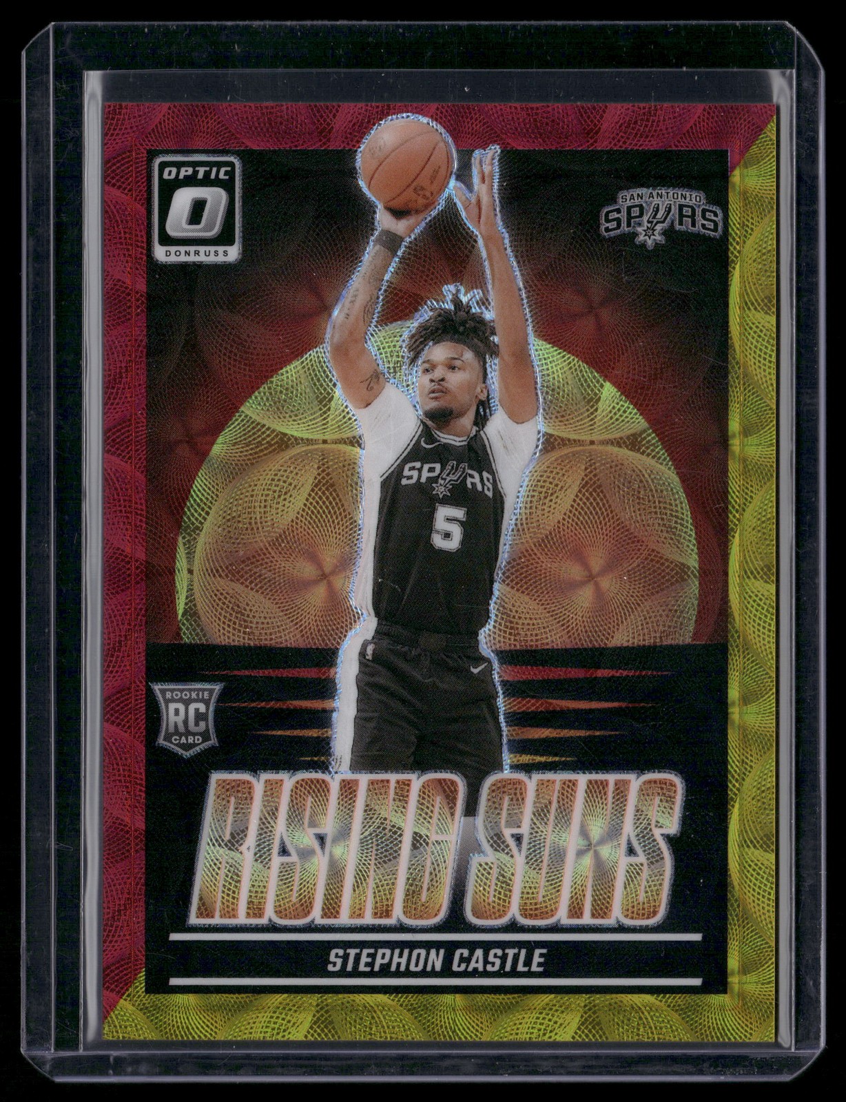 Stephon Castle 2024-25 Donruss Optic - Rising Suns Red & Gold /99 #6 Spurs