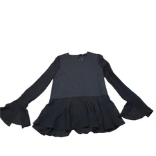 Theory Lexanda C Iidol Jersey Blouse Women Size S Wool Blend Silk Sleeves Goth