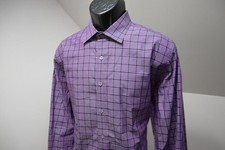 Bugatchi Uomo Dress Shirt Classic Fit Flip Cuff Plaid Button Up Mens Sz Large