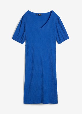 Jerseykleid aus Strukturstoff Gr. 40/42 Arktikblau Sommerkleid Basic-Kleid Neu