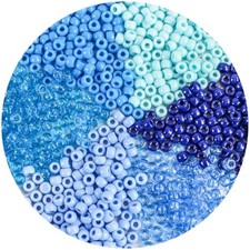 2000 Pcs Pony Beads Bulk - Blue Plastic Beads for Bracelets, Friendshi