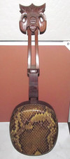 Sanxian Chinese Three Strun Lute Shamisen, Sanshin Snakeskin Ręcznie rzeźbiony nietoperz