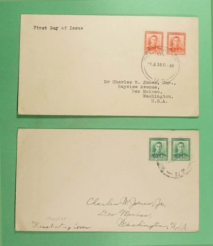 DR WHO 1938 NEW ZEALAND 2 FDC KGVI PAIR COMBO R18000