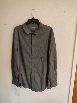 Chef Works Shirt Casual Button Up Mens Sz XLGray Poly Blend Pockets Long Sleeve