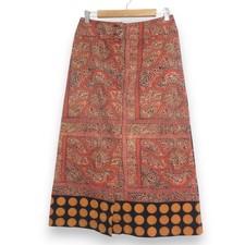 ISSEY MIYAKE Paisley pattern stretch long skirt IM11FG062 Size 3 Red Multicolor