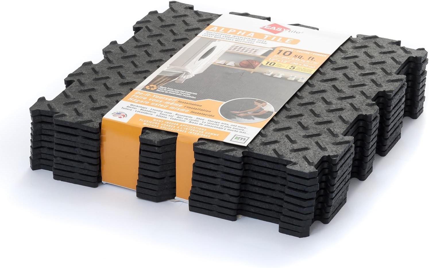 Nicoman Alpha Tile Interlocking Floor Tiles, Recycled Rubber Tile, Anti-Slip Fo