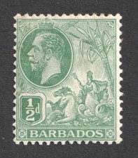 Barbados King George V 1/2d Green Mint Definitive Stamp Multiple Crown CA SG 171