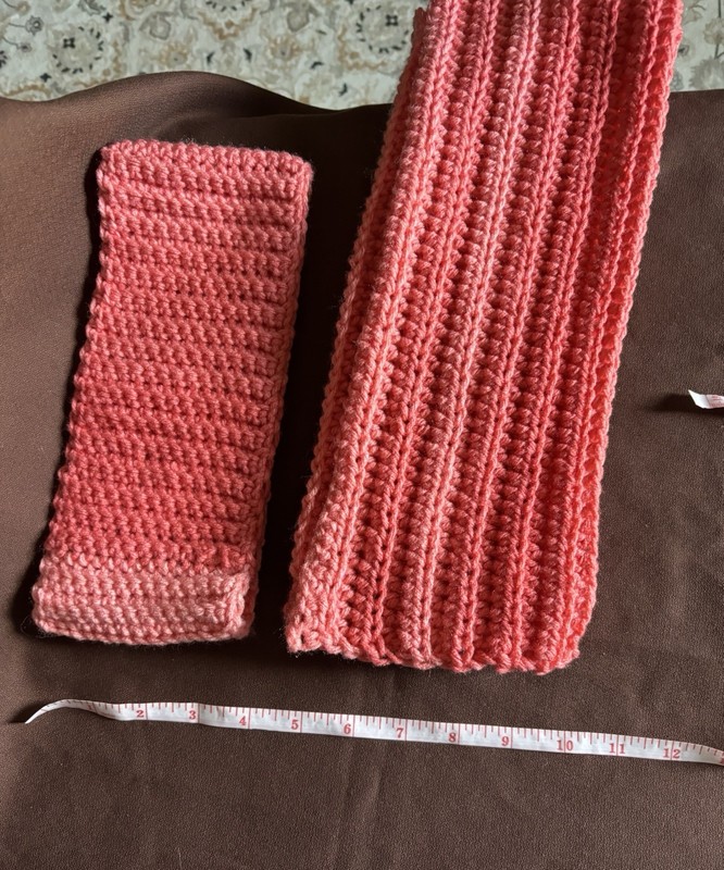 NEW CROCHETED ORANGE STRIPES EARWARMER & SCARF SET - FREE US SHIPPING