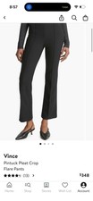 Vince Pintuck Pleat Crop Flare Pant Black Woman  s Size Small NWT