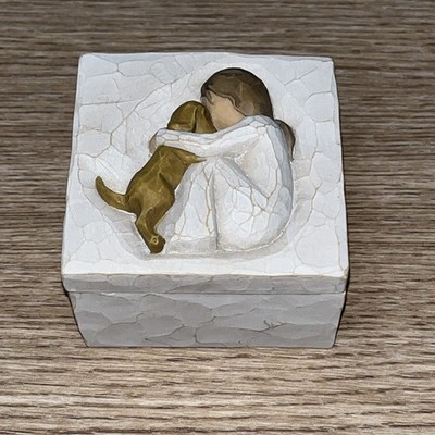Vintage Willow Tree Dog Girl Trinket Box TRULY A FRIEND Demdaco Susan Lordi 2003