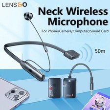 LENSGO 318D Mini Neck Wireless Lapel Lavalier Microphone for Camera Sound Card