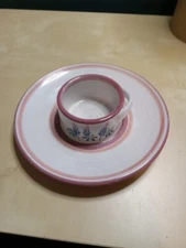 Pottery Chip's And Dip Plate / 10 Inch