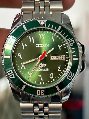 AUTOMATIC CITIZEN EAGLE 7 VINTAGE GREEN DIAL DAY DATE 8200 ARMBANDUHR