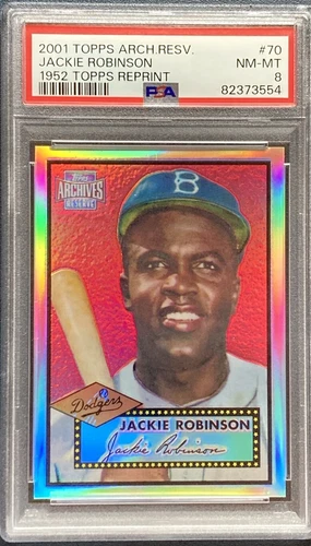 2001 TOPPS ARCHIVES RESERVE JACKIE ROBINSON #70 1952 TOPPS REPRINT PSA 8