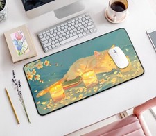 Kawaii Peaceful Cat Desk Mat, Cute Large Mouse Pad, Kawaii Gaming Mouse Pad