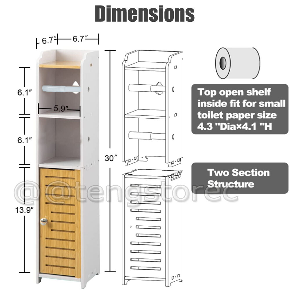 Tall Bathroom White Modern Slim Storage Unit Narrow Cupboard