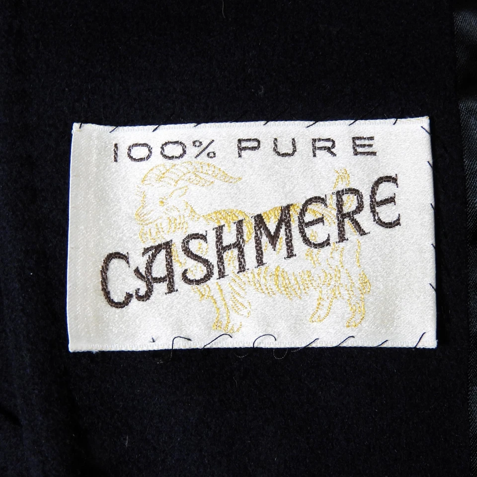 Abrigo di SILVER PURE CASHMERE Hombre 44 L Bolsillos con Solapa Largo Completo Negro COMO NUEVO Foto 3 de 4