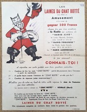 Publicité Originale Ancienne Laines du Chat Botté Roubaix Jeu Connais-toi 1939