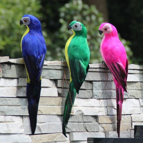 25cm Artificial Fake Parrot Birds Imitation Realistic Garden Lawn Decor Ornament - Picture 5 of 17