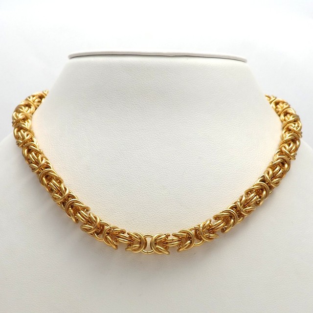 NEW Gold over Stainless Steel SMS 7mm Byzantine Turkish Rope Link Chain 