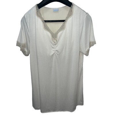 Amoena Mastectomy Pajama Top Size Medium Cream Modal With Lace Built In Shelf